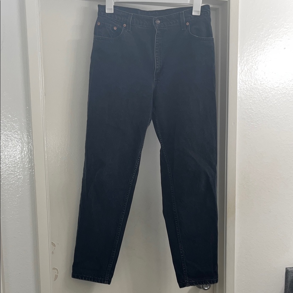 Vintage 90s Levi’s 551 Black Charcoal Wash Relaxed Tapered Red Tab Woman’s Sz 14